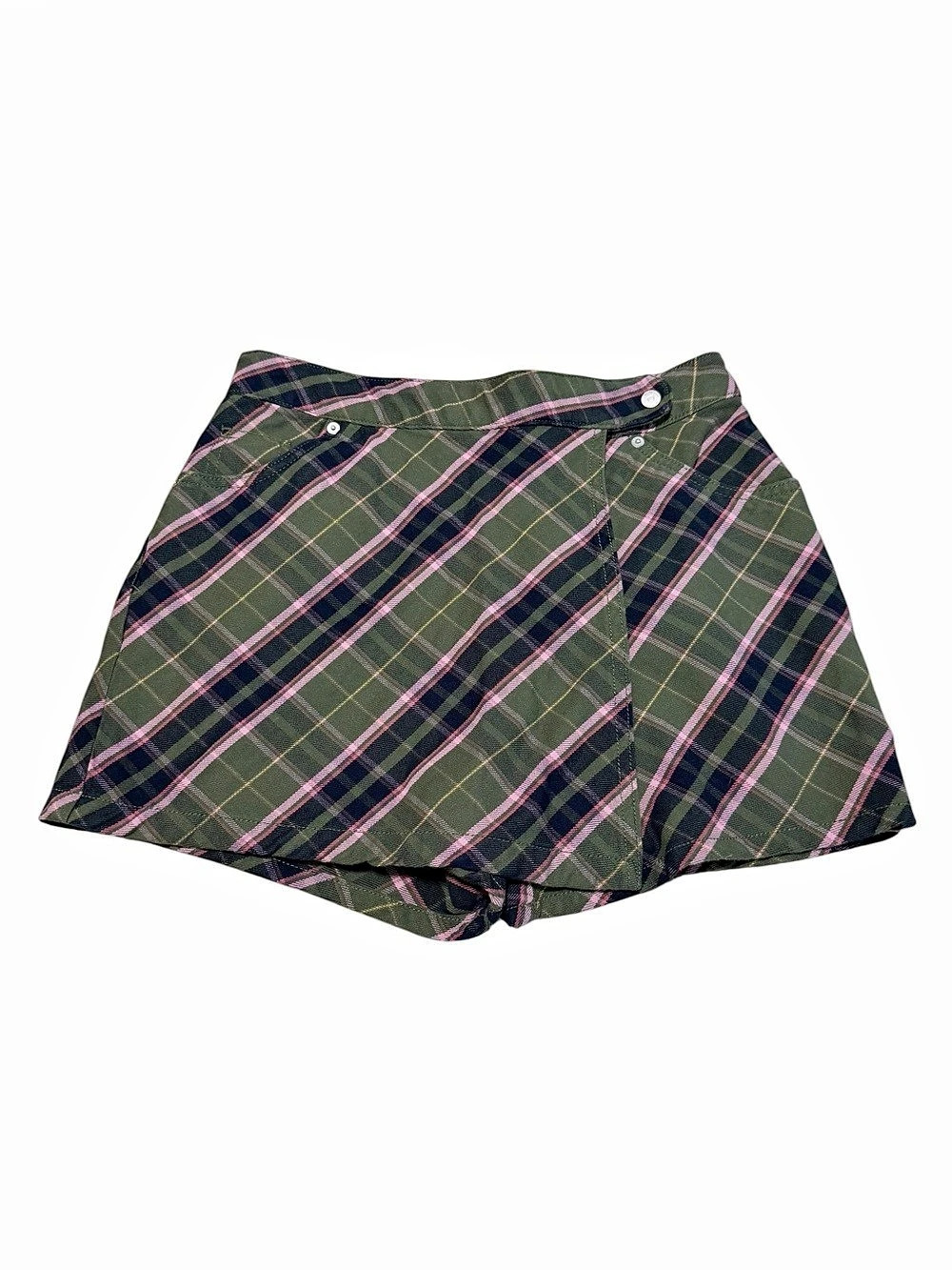 Vans Sirelle Wrap Mini Skort | Plaid Green Pink Navy | Size 29